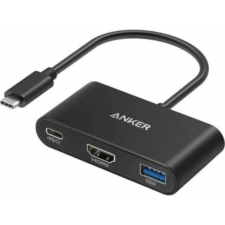 Hub ANKER PowerExpand 3-in-1, 100W Power Delivery, USB-C, 4K HDMI, USB 3.0, Gri