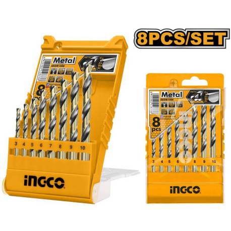 Set burghie HSS metal INGCO, 8 piese, 3mm-10mm