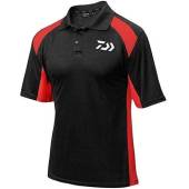 Tricou polo DAIWA Tournament Negru/Rosu, marimea XXL