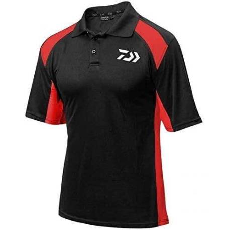 Tricou polo DAIWA Tournament Negru/Rosu, marimea XXL