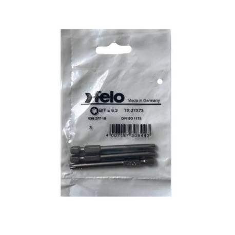 Set 3 biti FELO Industrial profil Torx, E6.3, TX27, 73mm