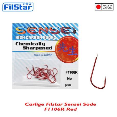 Carlige FILSTAR Sensei Sode F1106R, Red, Nr.10, 18buc/plic