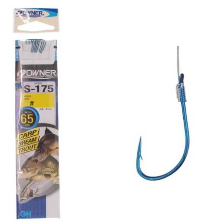 Carlige legate OWNER S-175 Keiryu Blue, 65cm, 0.16mm, Nr.6, 7buc/plic