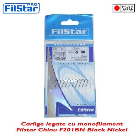 Carlige legate FILSTAR F201BN Chinu, 50cm, 0.14mm, Nr.10, 10buc/plic