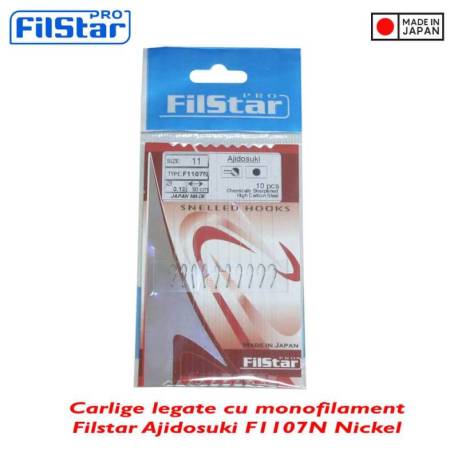 Carlige legate FILSTART F1107N Ajidosuki, 50cm, 0.12mm, Nr.14, 10buc/plic