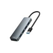 Hub Baseus UltraJoy 4-in-1 Lite, USB-A la 4xUSB-A 3.0, 5Gbps, cu cablu de 15 cm, Gri