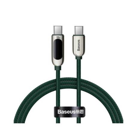 Cablu BASEUS Display, USB-C la USB-C, 100W, Fast Charging, 1m, Verde