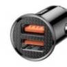 Incarcator auto BASEUS Circular, 2x USB-A, Quick Charge 3.0, SPC AFC 30W, Negru