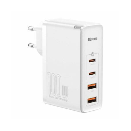 Incarcator retea BASEUS GaN2 Pro, 2x USB si 2x USB-C, Quick Charge, 100W, Cablu USB-C inclus Alb