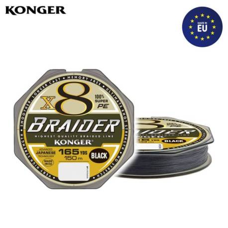 Fir textil KONGER Braider X8 Black 150m, 0.25mm, 30.1kg