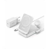 Incarcator wireless magnetic ANKER MagGo 3-in-1, MagSafe compatibil, 15W, Qi2 Certificat, Pliabil, (