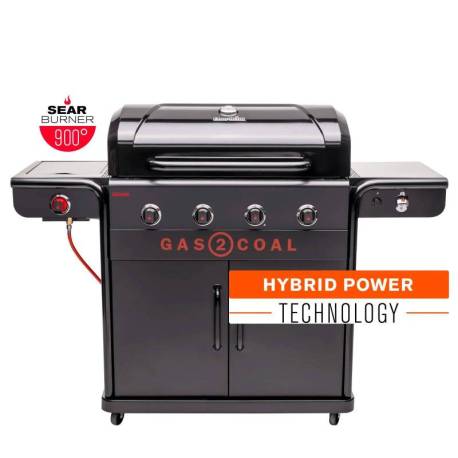 Gratar pe gaz si carbuni hibrid Char-Broil Gas2Coal 2.0 440 Special Edition, plita si sear burner 140995