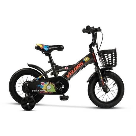 Bicicleta copii 2-4 ani VELORS V1201B roti 12", Negru/Portocaliu