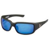 Ochelari de soare MUSTAD HP POLARIZED, rama neagra cu lentile albastre.