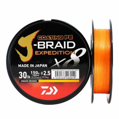 Fir textil DAIWA J-BRAID EXPEDITION X8, 0.10mm, 6.9kg, 150m, Orange