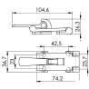 Maner cu zavor OSCULATI 38.107.34, inox AISI 316 104.6 x 36.7mm