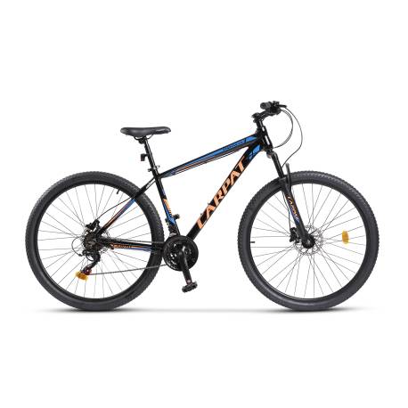 Bicicleta MTB-HT CARPAT SPARTAN C2958B, 7 viteze, Roti 29", Frane Disc, Negru/Portocaliu/Albastru