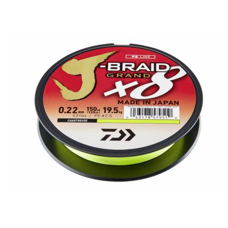 Fir textil DAIWA J-BRAID GRAND X8 Chartreuse, 0.16mm, 10kg, 270m