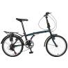 Bicicleta Pliabila Velors Polo V2053A, Shimano Revoshift 21 Viteze, Roti 20 Inch, Frane V-Brake, Negru/Albastru