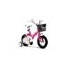 Bicicleta Copii 2-4 ani Velors V1202B, Roti 12 Inch, Frana fata/spate V-Brake, Roti Ajutatoare, Fucsia/Alb