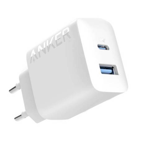 Incarcator de retea ANKER 312 20W, USB-C, USB-A, Power Delivery, PowerIQ, Alb