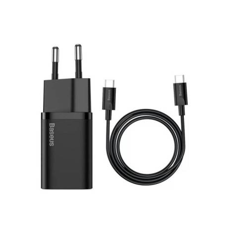 Incarcator rapid BASEUS Super Si, 1x USB-C, 25W, cablu USB-C inclus, Negru