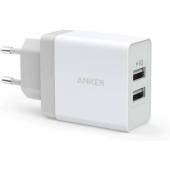 Incarcator de retea ANKER PowerPort, 24W, 2x USB, Alb