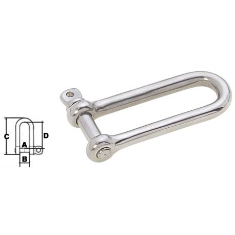 Carabina lunga in D, inox AISI316, D.12mm