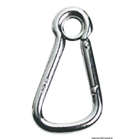 Carabina carlig cu deschidere mare, cu ochet, inox AISI 316,14mm