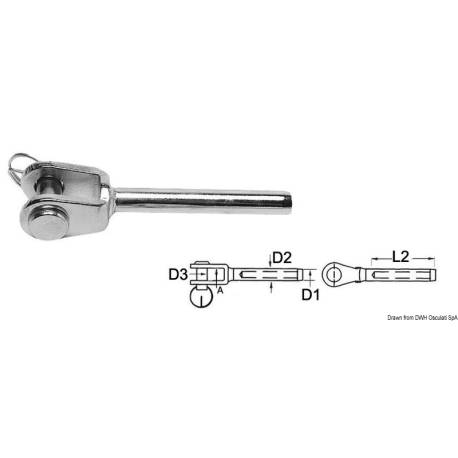 Terminal cablu bifurcat, inox AISI316, Ø 12mm