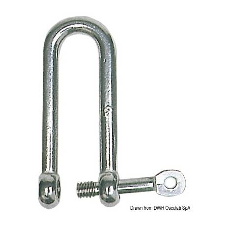 Long shackle with captive pin AISI 316 10 mm