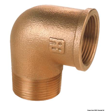 Cot la 90° GUDI, bronz, racorduri tata-mama, filet 2"