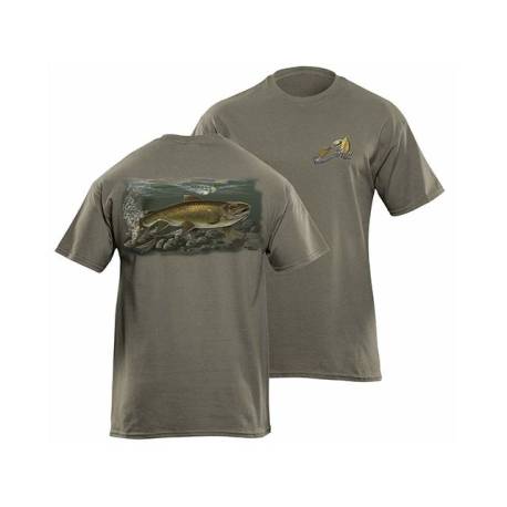 Tricou FLYING FISHERMAN Brown Trout Olive Tee XL