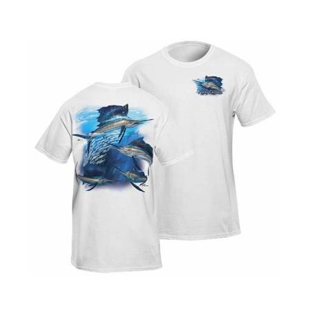 Tricou FLYING FISHERMAN Sailfish Frenzy White Tee M