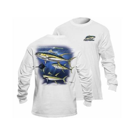 Bluza pescuit FLYING FISHERMAN Yellowfin Tuna White, bumbac, M