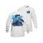 Bluza pescuit FLYING FISHERMAN Sailfish Frenzy White, bumbac, M