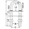 Brida OSCULATI De Luxe U-bolt, inox AISI304, 160x15.8mm