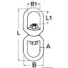 Carabina cu ochet dublu, inox AISI316, 16mm