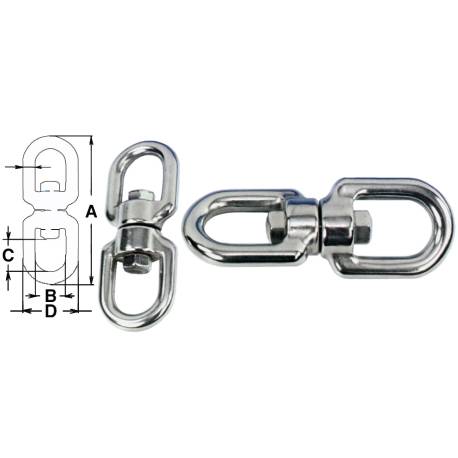 Carabina dubla pivotanta, inox AISI316, 10mm