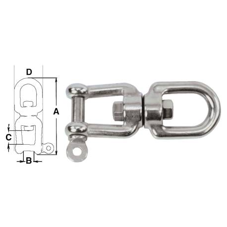 Carabina pivotanta, inox AISI316, 10mm