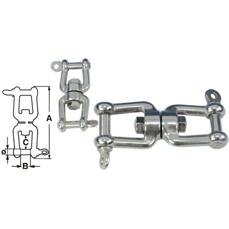 Carabina dubla, cu pivot, inox AISI316, 13mm