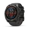 Ceas GARMIN fēnix 8 – 51 mm, AMOLED Sapphire, Carbon grey DLC cu curea din silicon neagră/Pebble Grey