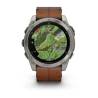 Ceas GARMIN fēnix 8 – 51 mm, AMOLED Sapphire, Titan cu curea din piele Chestnut