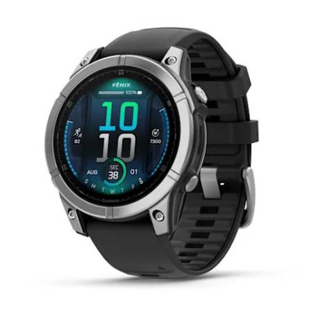 Ceas GARMIN fēnix E – 47mm, AMOLED, oţel inoxidabil, curea din silicon negru