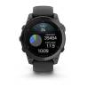 Ceas GARMIN fēnix E – 47mm, AMOLED Oţel gri ardezie cu Curea din silicon negru