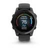 Ceas GARMIN fēnix E – 47mm, AMOLED Oţel gri ardezie cu Curea din silicon negru