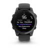 Ceas GARMIN fēnix E – 47mm, AMOLED Oţel gri ardezie cu Curea din silicon negru