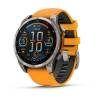 Ceas GARMIN fēnix 8 – 47mm, AMOLED Sapphire, Titan, curea din silicon Spark Orange/Graphite