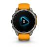 Ceas GARMIN fēnix 8 – 47mm, AMOLED Sapphire, Titan, curea din silicon Spark Orange/Graphite