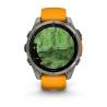 Ceas GARMIN fēnix 8 – 47mm, AMOLED Sapphire, Titan, curea din silicon Spark Orange/Graphite